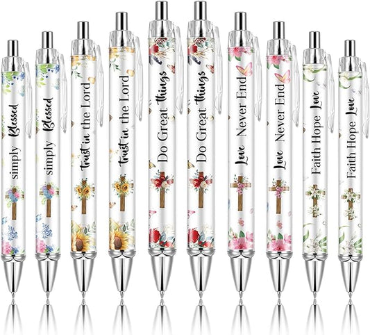 10 PCS Bible Verse Pens, Christian Pen Set, Christian Ballpoint Pens for School Office Church Supplies-DeskLoop Office