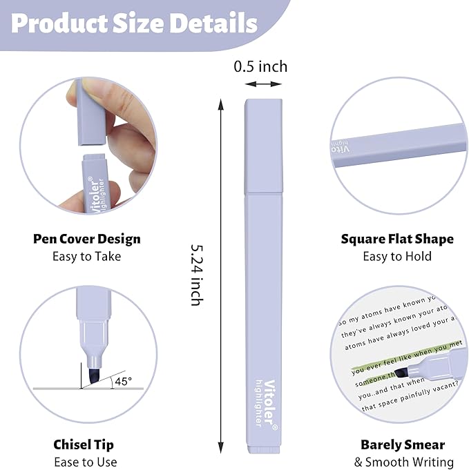 Highlighters,10Pcs Bible Highlighters,Chisel Tip Office Accessories for Journaling Planner Notes School Supplies-DeskLoop Office