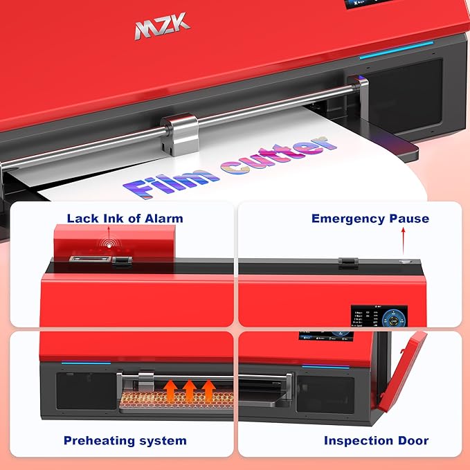MZK A3 Plus DTF Printer XP600 Doubled-Speed,13+" DTF Film,Built-in Holiday Automatic Timed Cleaning Printhead,LED Multi-Function Fouch Screen,Film Cutter,White Ink Circulation,Gift Ink 2 Year-DeskLoop Office