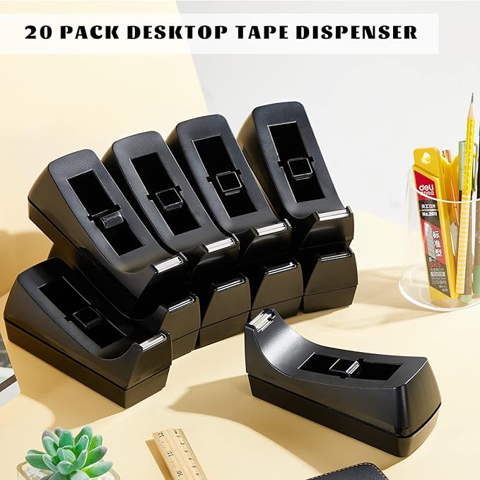 20 Pack Desktop Tape Dispenser Tape Roll Non Skid Base Tape Dispensers for Office Home School (Tape Not Included)-DeskLoop Office