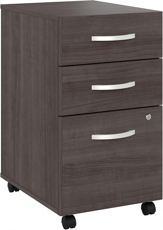 Bush Business Furniture Studio C 3 Drawer Mobile File Cabinet-Assembled, Rolling Document Storage for Home or Professional Office, 16W, Storm Gray-DeskLoop Office