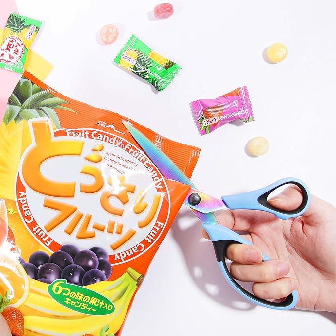 Scissors All Purpose, Sharp Titanium Blades Shears, Rubber Comfort Grip Handle, Multipurpose scissors 3 pack, Great for Office, Fabric, Craft, Sewing, Arts, School and Home Supplies, Black&Blue-DeskLoop Office