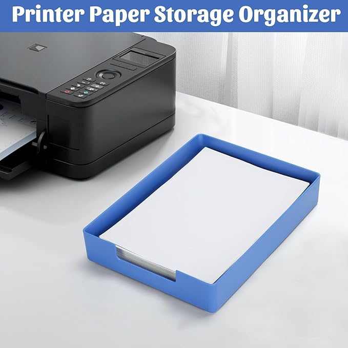 Letter-Size Tray Desk Letter Tray Paper Tray, Sturdy Heavy-Duty Plastic Printer Paper Tray, Single-Tier Stackable File Storage Organizer for Office Home (1, Blue)-DeskLoop Office