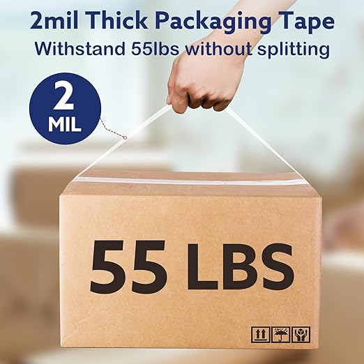 Clear Packing Tape (12 Rolls), Heavy Duty Packaging Tape for Shipping Packaging Moving Sealing, 2 inches Wide, 65 Yards Per Roll-DeskLoop Office