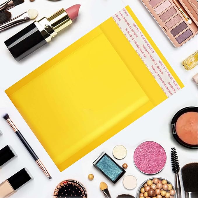 packbabol Kraft bubble mailers 3.5x5 Inch 50 Pack,Self-Sealing Paper Envelopes for Packaging,Strong Adhesion Envelope Mailers, Small Waterproof Cushioned Padded Shipping Bags Yellow #0000-DeskLoop Office