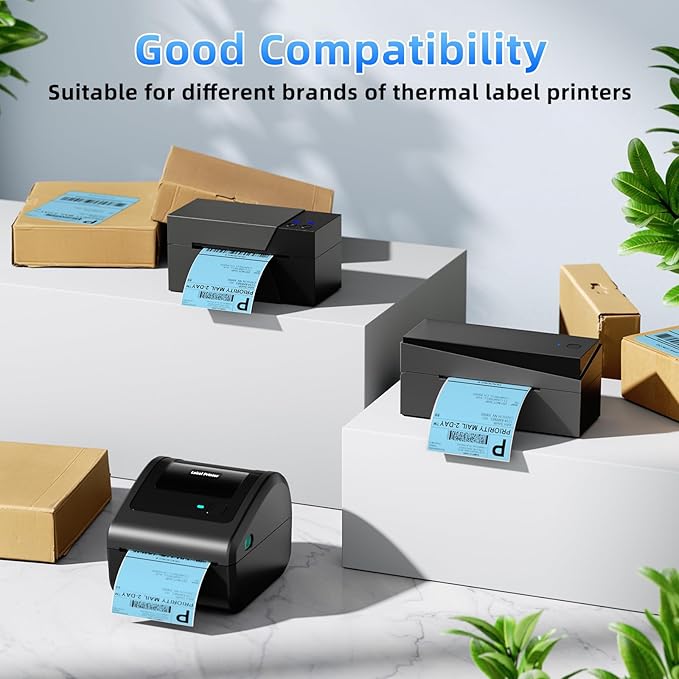 4x6 Thermal Labels, 1 Packs of 500 4x6 Fold Labels Blue - Compatible with JADENS, ASprink, Phomemo, Rollo, Zebra, Omezizy and Other Thermal Printers-DeskLoop Office