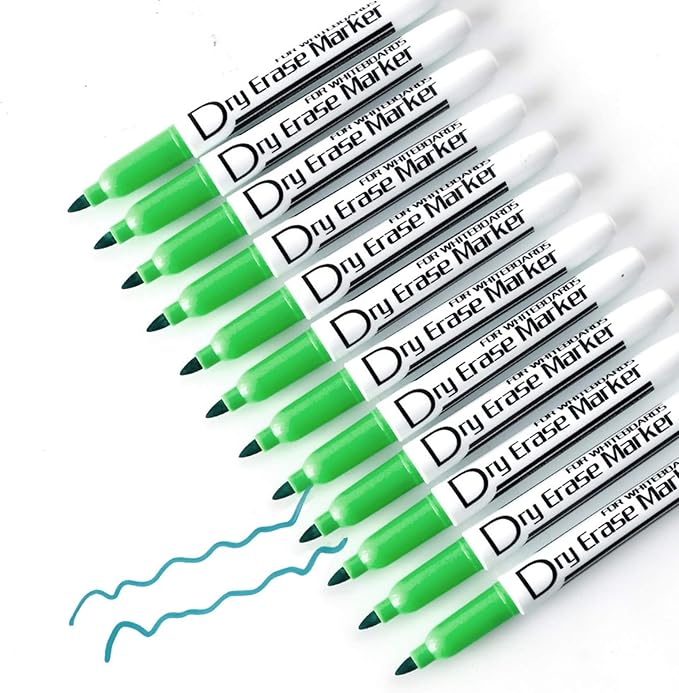 Volcanics Green Dry Erase Markers Low Odor Fine Whiteboard Markers Thin Box of 12-DeskLoop Office