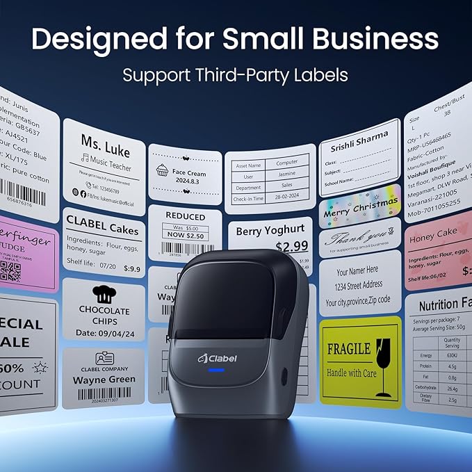 CLABEL Label Maker Machine with Tape: 221B Inkless Label Printer 2 Inch Portable Bluetooth Handheld Sticker Barcode Thermal Printer Compatible with Phone & PC for Small Business Retail School Office-DeskLoop Office