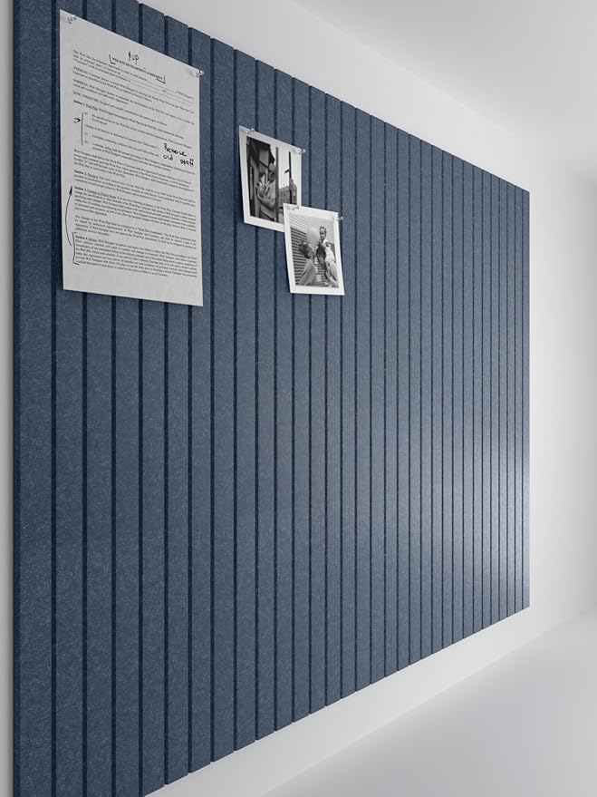 Bumusty Large Cork Board Alternative-47 x35 Felt Bulletin Board Tiles, with 30 Pushpins, 70 Adhesive Tabs, 12-Pack Slat Wall Paneling, Cork Boards for Office Push Pin Board Felt Board-Denim Blue-DeskLoop Office