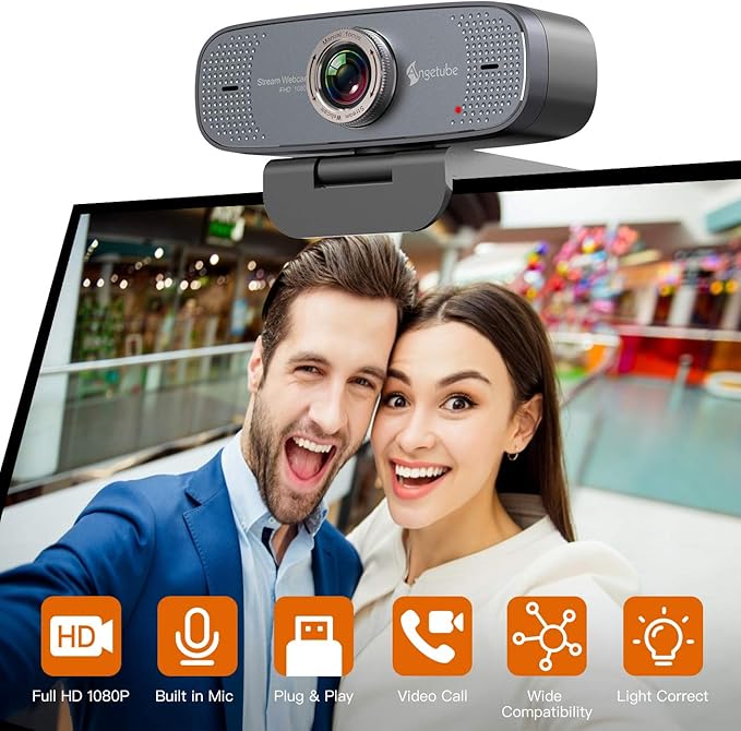 Angetube 1080P Web Camera for Computer HD Webcam with Microphone - USB PC Camera with 90-Degree Wide Angle, Plug and Play for Zoom | Skype | Teams | Streaming | Video Calling-DeskLoop Office
