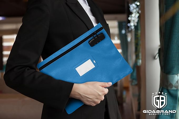 Sky Blue Notary Bag | 14x11 Inch | Locking Document Case | Zipper Closure | Fits Notary Kit, Stamp, Embosser, Ink Pad & Valuables-DeskLoop Office