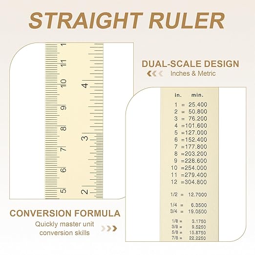 HARFINGTON 2pcs Metal Straight Ruler 15cm Metric SAE Aluminum Alloy Measuring Rulers Scale Tool with Hole for Measure Study Reading Classroom Office, White-DeskLoop Office