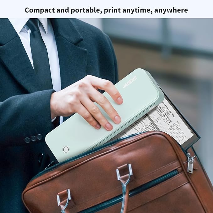 JADENS Portable Printers Wireless for Travel, Thermal Inkless Printer, Support 8.5" X 11" Thermal Paper(Green)-DeskLoop Office
