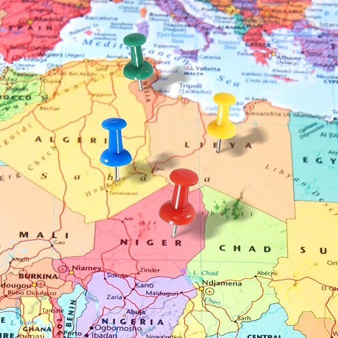 120Pcs Push Pins for Bulletin Board, Thumb Tacks for Cork Board, Colorful Plastic Head, Steel Tip, Thumbtacks for Wall Poster Photo Maps Pictures Office Home Decor-DeskLoop Office