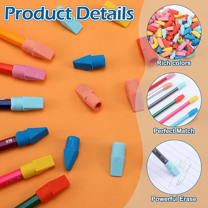 240 Pcs Pencil Top Erasers Cap Bulk Cute Pencil Toppers Erasers School Office Supplies for Students Teachers Art School Office Classroom Supplies(Bright Colors)-DeskLoop Office