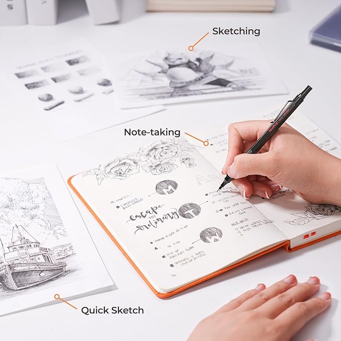 Nicpro 22PCS Art Mechanical Pencil Set, Black Artist Metal Drafting Pencil 0.5 & 0.7 & 0.9 mm & 2PCS 2mm Graphite Lead Holder(4B 2B HB 2H) for Drawing Writing Sketching With Lead Refills Erasers Case-DeskLoop Office