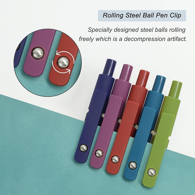 Gel Pens, 5 Pcs 0.5mm Fine Point Smooth Writing Pens Cute Pens, High-End Series Black Ink Pens for Journaling Note Taking, School Office Supplies for Women Men (5 Pcs Vintage)-DeskLoop Office