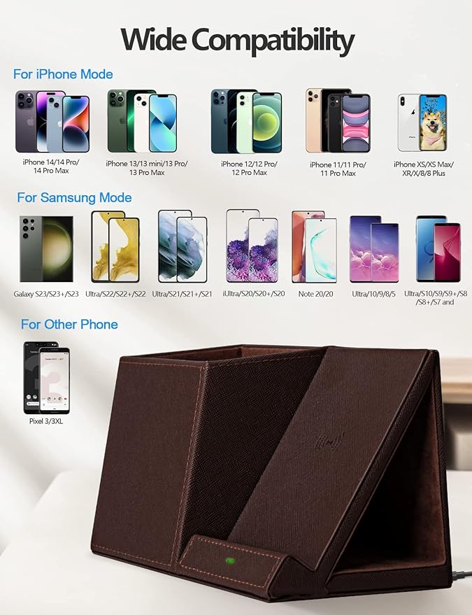 2-in-1 Pen Holder with Wireless Charger, Compatible with iPhone 16/15/14/13/12/11/8 Series, Pencil Holder Phone Stand for Desk Home Office, Men Gift Husband Wife Anniversary Dad Birthday Idea Gadget-DeskLoop Office