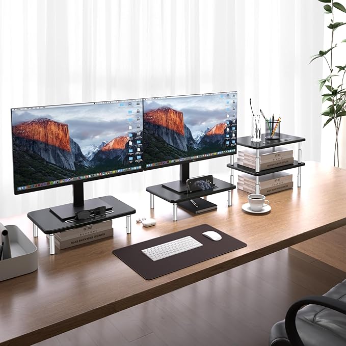 suptek Monitor Laptop Stand,Monitor Laptop Stand Riser for Desk,3 Height Adjustable,Laptop Computer Stand With Metal Vented Platform for Laptop, PC, Printer(MST003M)-DeskLoop Office