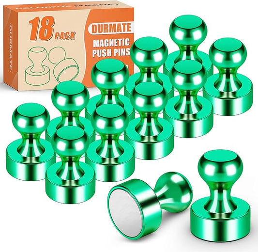 Strong Whiteboard Magnets Fridge, 18PCS Small Push Pins Refrigerator Magnets Set, Circle Magnetic Spider, Green Metal Magnetic Clips for Gadgets, Kitchen, Kitchen Decor and Accessories-DeskLoop Office