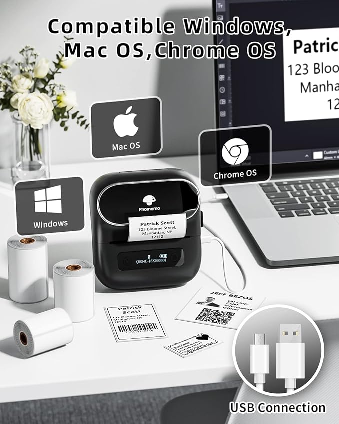 Phomemo M220 Label Makers, 3 Inch Portable Label Maker Machine with 3 Roll Labels, Wireless Thermal Label Printer for Address, Labeling, File Folder Label, Home Organizing-DeskLoop Office