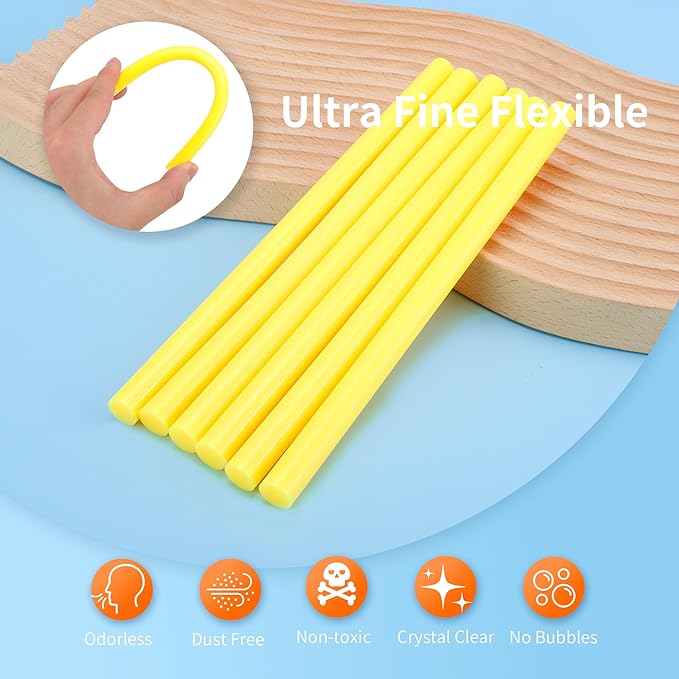 MATUFF Yellow hot Glue Sticks Full Size 0.43” Dia x 8” Long, 52 pcs Hot melt Adhesive Glue Sticks, All-Purpose Colored Glue Gun Sticks for Christmas Decoration Crafts Arts School Home Repair Bonding-DeskLoop Office
