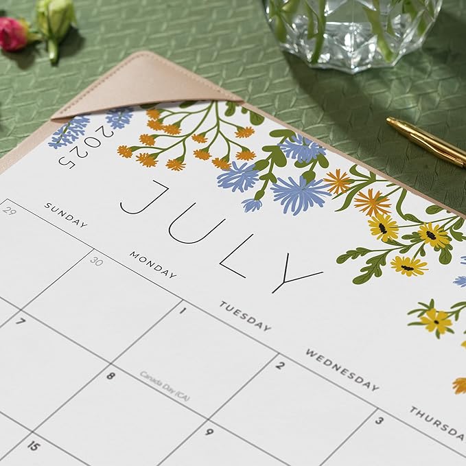 Desk Calendar 2025-2026 with Desktop Mat, Cabbrix Large Desk Pad Calendar 22 x 17 Inch Cover 12 Months Runs From July 2025 to June 2026, Floral Design Calendar 2025 for Home School and Office (Apricot)-DeskLoop Office