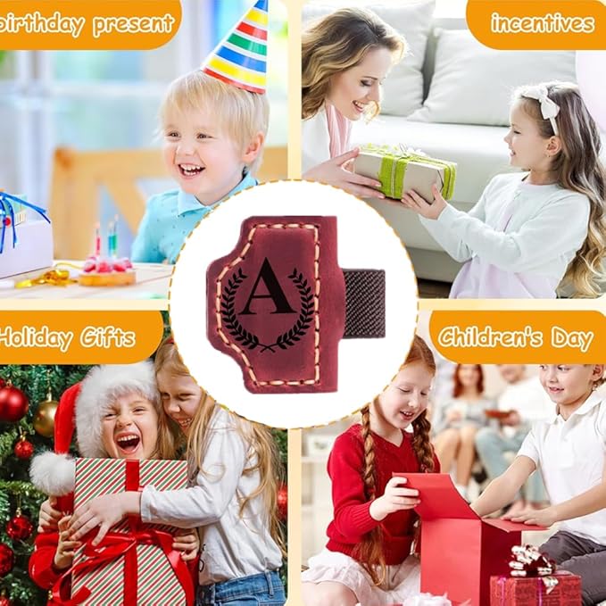 Custom Bookmark with Pen Holder with 26 Letters Personalized Magnetic Leather Book Mark, Customized Name Book Marker Clip with Initial for Men Women, Gifts for Book Lovers, Readers, (Red, Q)-DeskLoop Office