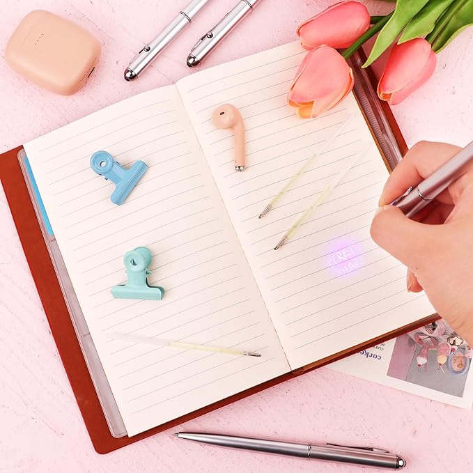 Invisible Ink Pen 30 Pcs Spy Pen with UV Light Magic Marker Pens for Secret Message and Birthday Party, Writing Secret Message for Halloween Christmas Party Bag Gift, with 30 Replaceable Pen Refills-DeskLoop Office
