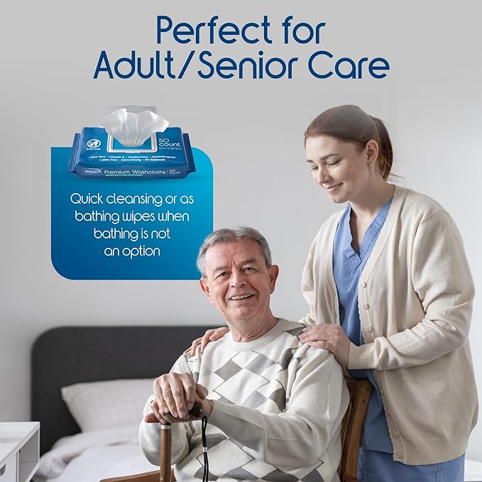 Inspire Adult Wet Wipes, Wash Cloths | Adult Wipes for Incontinence & Cleansing for Elderly, 8"x12" (500CT (10 PACKS OF 50))-DeskLoop Office