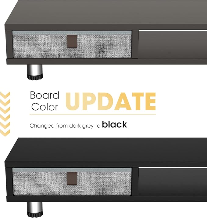 Fenge Dual Monitor Stand with 2 Drawers, 42.5 Inches Large Computer Riser for Desk, Adjustable Height Desk Shelf with Storage for Laptop, PC, TV, Printer-DeskLoop Office