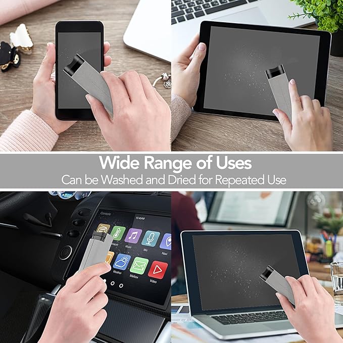 2 Pcs Fingerprint Proof Screen Cleaner Safe for All Phones Glasses Tablet Laptop TV Watch Screens (Light Grey)-DeskLoop Office