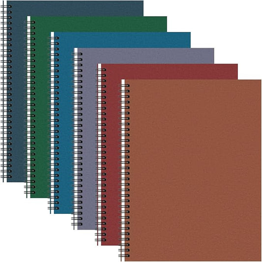 Glenmal 6 Pcs Spiral Notebook for Work A4 8.5 x 11'' College Ruled Spiral Journal Notebook Kraft Cover Ruled Paper, 120 Sheets 240 Pages for Office Study Supplies (Business Colors)-DeskLoop Office