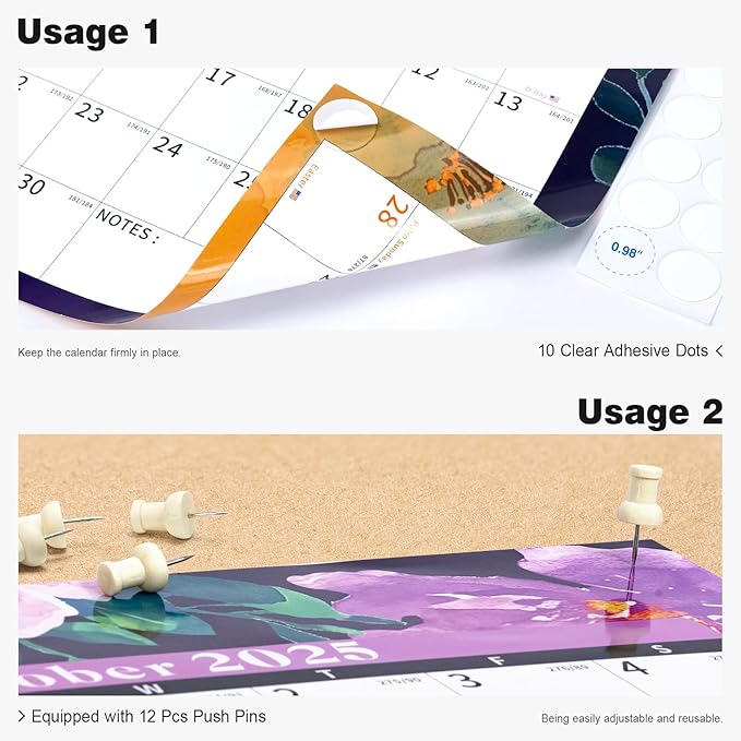 Ospelelf 32'' x 48'' Large Dry Erase Calendar for Wall 2025-2027, 2 Year Laminated Calendars Monthly Family Calendar for Office, Use July 2025 - June 2027 (Floral)-DeskLoop Office