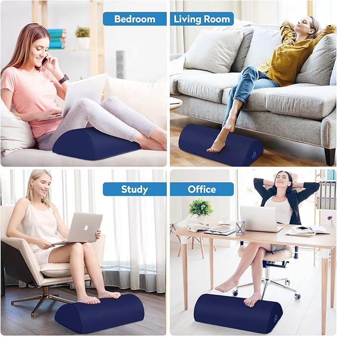 StepLively Foot Rest Ergonomic Pillow for Under Desk at Work, Anti-Fatigue Footrest Support Pillow for Fatigue & Pain Relief, Comfortable for Office Chair, Car Seat & Gaming Chair - Blue-DeskLoop Office
