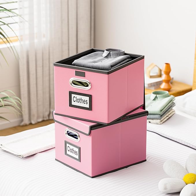 Huolewa Portable Leather File Organizer Storage Boxes, Collapsible File Folder Organizer Boxes with Lids, Document Organizer, Decorative Filing Box Cabinet for Letter/Legal File Folder Storage-DeskLoop Office