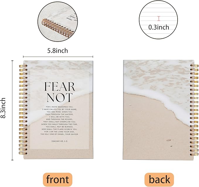 VNWEK Bible Christian Notebook Journal - Bible Journaling Notebook, Christian Gifts for Women Men Faith, Notebook Spiral Bound with, Isaiah 43 1-3 Writing Pads-DeskLoop Office