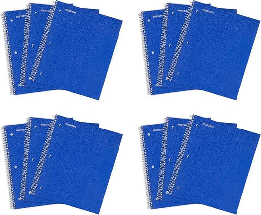 Mintra Office Durable Spiral Notebooks, 1 Subject, (Blue, College Ruled 12pk), 100 Sheets, Poly Pocket, Moisture Resistant Cover, School, Office, Business, Professional-DeskLoop Office