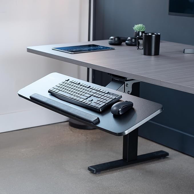 VIVO Adjustable Computer Keyboard and Mouse Platform Tray, 34 x 10 inch Ergonomic Under Table Desk Mount Drawer Underdesk Shelf, Black, MOUNT-KB36B-DeskLoop Office