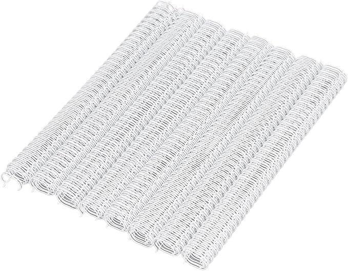 100 Pack Double Loop Wire Binding Spines, YolieraArt 1/4 Inch Spiral Binding Coils for Letter Size,Metal Bindings for Notebook Binder Machine (20 Sheet Capacity, 100P, 3:1 Pitch Twin Combs, White)-DeskLoop Office