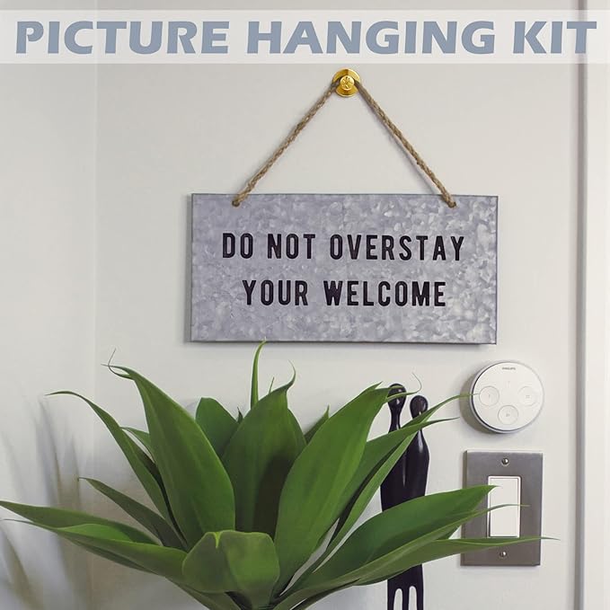 Zhengmy 40 Pcs Double Headed Picture Hangers Nails 4 Size Long Thumb Tacks Wall Nails for Hanging Pictures Decorative Push Pins Hooks for Drywall Photo Office Home Decor, 20/30/ 40/ 50lb(Gold)-DeskLoop Office