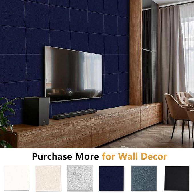 Thick Cork Board for Wall with Pins, 36" x 24" Bulletin Board Self-Adhesive Pin Board | Customized 6 Packs Felt Tiles for Office Home Wall Decor, Navy-DeskLoop Office