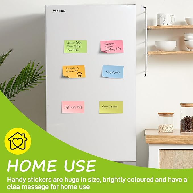 3 in x 5 in Large Sticky Notes, 76 x 127 mm 6 Pads Assorted Self-Stick Pads for Notebook,Office,School and Home,80 Sheets/Pad (24 Pads Brillant)-DeskLoop Office