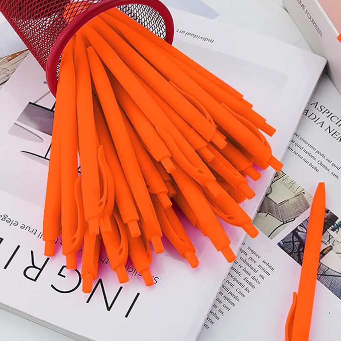 deegtran 100 Pack Orange Barrel Retractable Medium Point Ballpoint Pens - Image 6