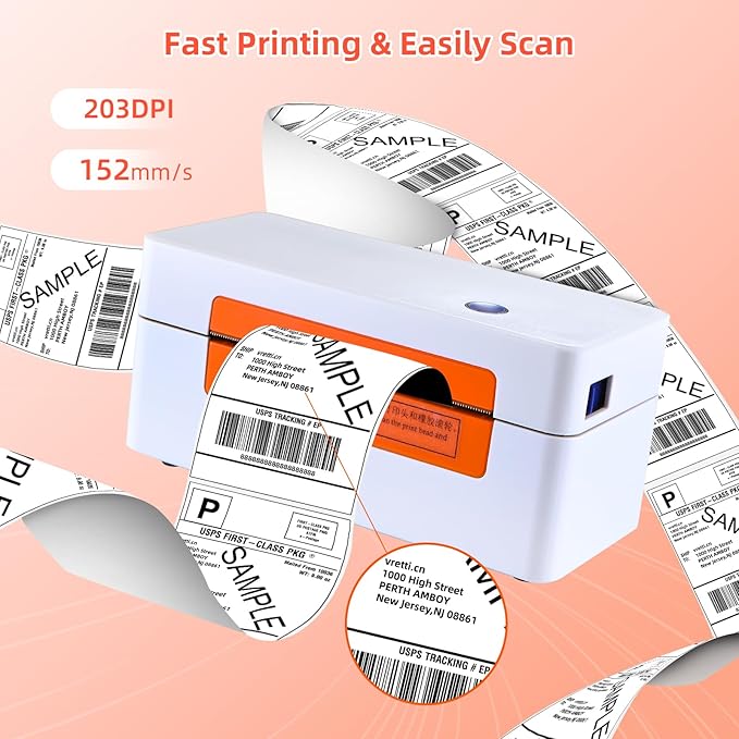 vretti USB Shipping Label Printer - 4x6 Thermal Label Printer for Shipping Packages Small Business Office or Home,Widely Used for Amazon, Ebay, Shopify, Etsy, USPS Amazon, Ebay, Shopify, Etsy, USPS-DeskLoop Office