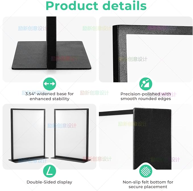 2pack Tabletop Metal Sign Holder, 8.5"x11" Stainless Steel Double Sided T Shape - Image 6