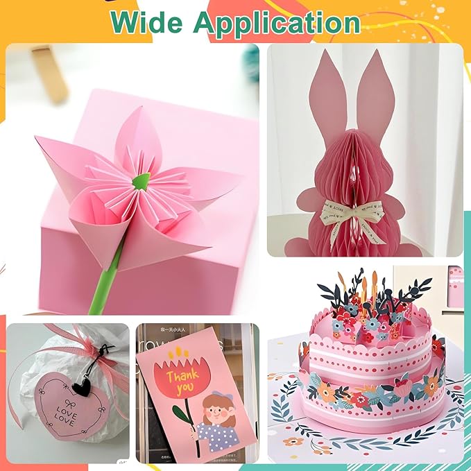 OcePor 50 Sheets Pinks Valentine's Day Cardstock Paper, Colored Printer Paper 8.5 x 11, Card Stock Thick Construction for Craft,Scrapbook,Office Printing, Invitations, Certificates,92 lb/250gsm-DeskLoop Office