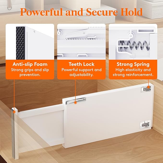 Lifewit 12 Pack Drawer Dividers Plastic 6" High, 13.5-22" Adjustable Drawer Organizers for Clothes, Expandable Dresser Separators in Bedroom/Bathroom/Kitchen/Fridge/Office Organization and Storage-DeskLoop Office