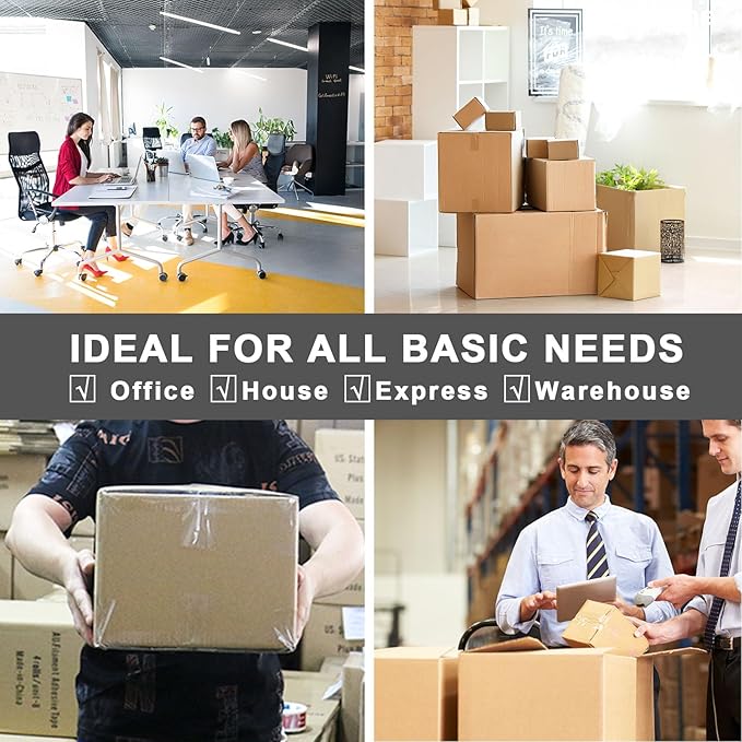 BOMEI PACK Clear Silent Packing Tape 18 Rolls, NO Noise Quiet Tape Refill Rolls for Shipping, Moving and Packaging, 2.4Mil 1.88Inch 55Yards