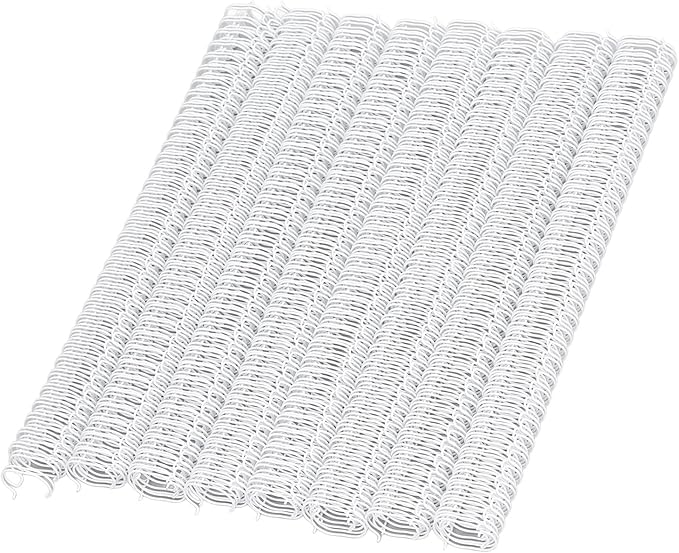 100 Pack Double Loop Wire Binding Spines, 3 to 1 Pitch,1/2 Inch Wire Cinch Book Binding Fit for School Office Notebook Maker, YolieraArt Metal Spiral for Bindings, (100 Sheet Capacity, White)-DeskLoop Office